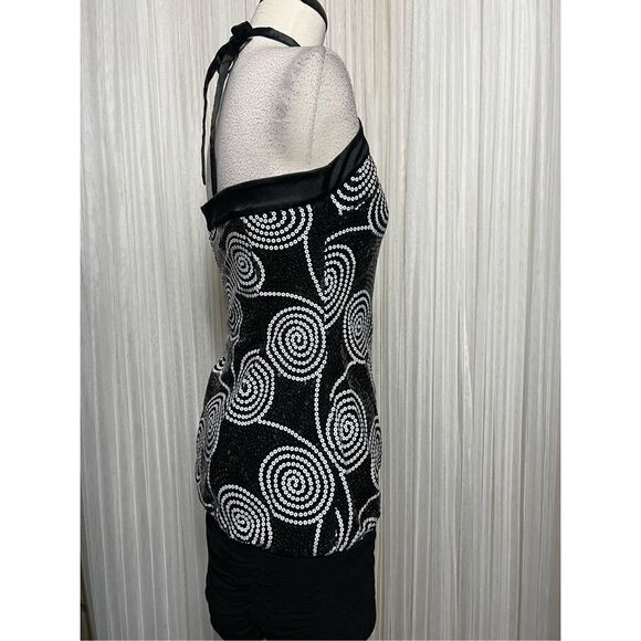 Cache Sequined Party Dress Cocktail Dress Mini Dress Size 2 - Picture 4 of 4